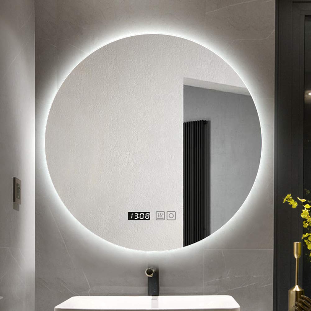 Smart LED Bathroom Mirror - Frameless Round Wall Mirror with Adjustable Lighting (20-32 Inch) - Perfect for Vanity, Makeup, and Modern Home Decor