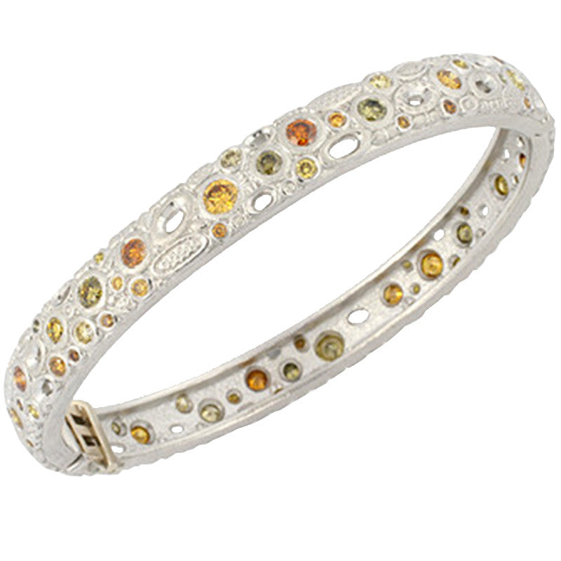Alex Sepkus Natural Colored Diamond Bangle Bracelet - 14K White Gold Luxury Jewelry for Women | Perfect for Weddings, Anniversaries & Special Occasions