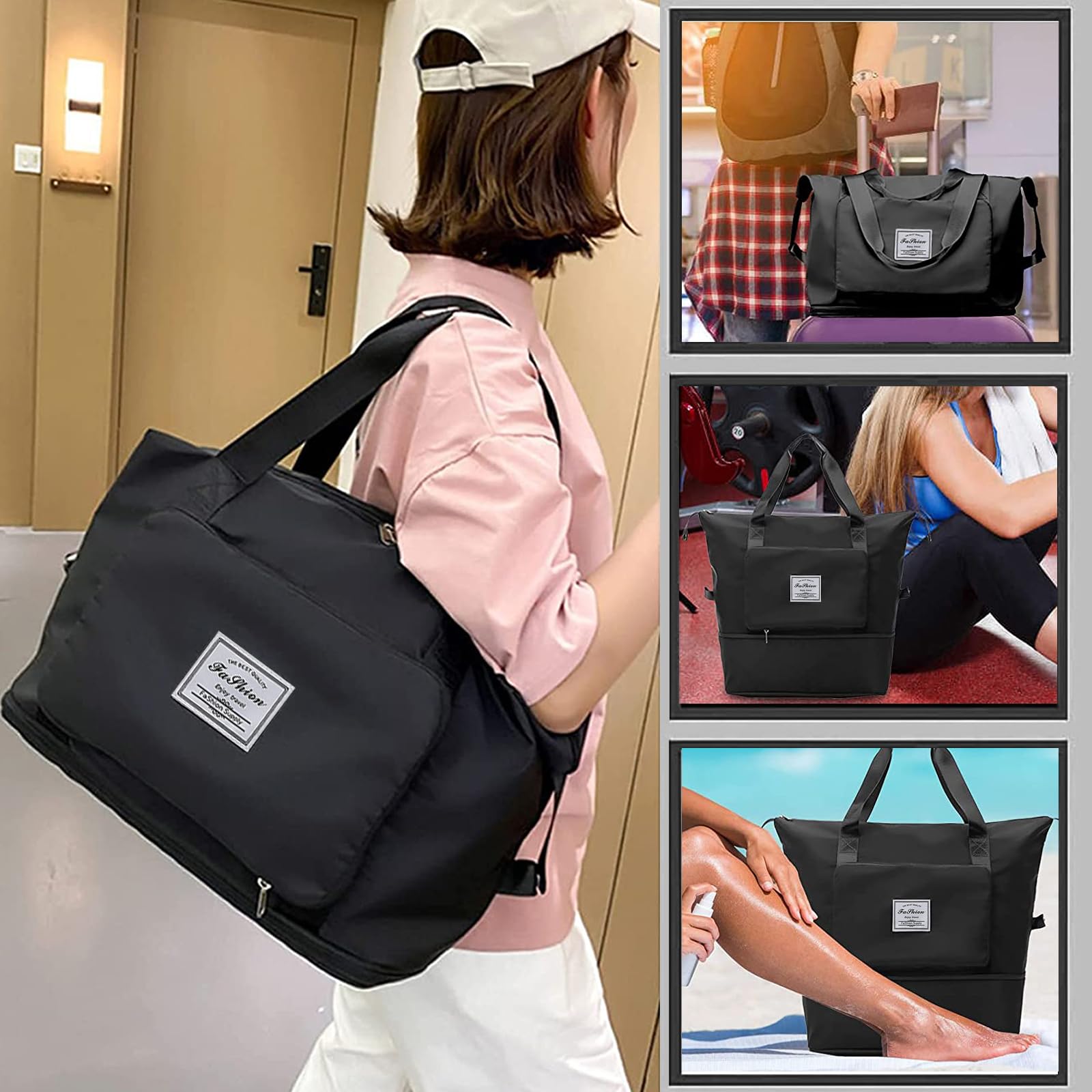 Large Capacity Foldable Expandable Travel Duffel Bag - Waterproof Collapsible Overnight Bag for Men & Women | Perfect for Weekend Getaways, Gym, Camping & Air Travel