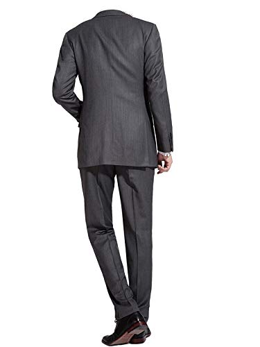 HBDesign Men's 3-Piece Slim Fit Suit Set - Dark Grey Formal Business Suit with Peak Lapel | 2-Button Jacket, Dress Pants & Vest | Perfect for Weddings, Business Meetings, Prom & Special Occasions | Office Wear, Groom Attire & Professional Events