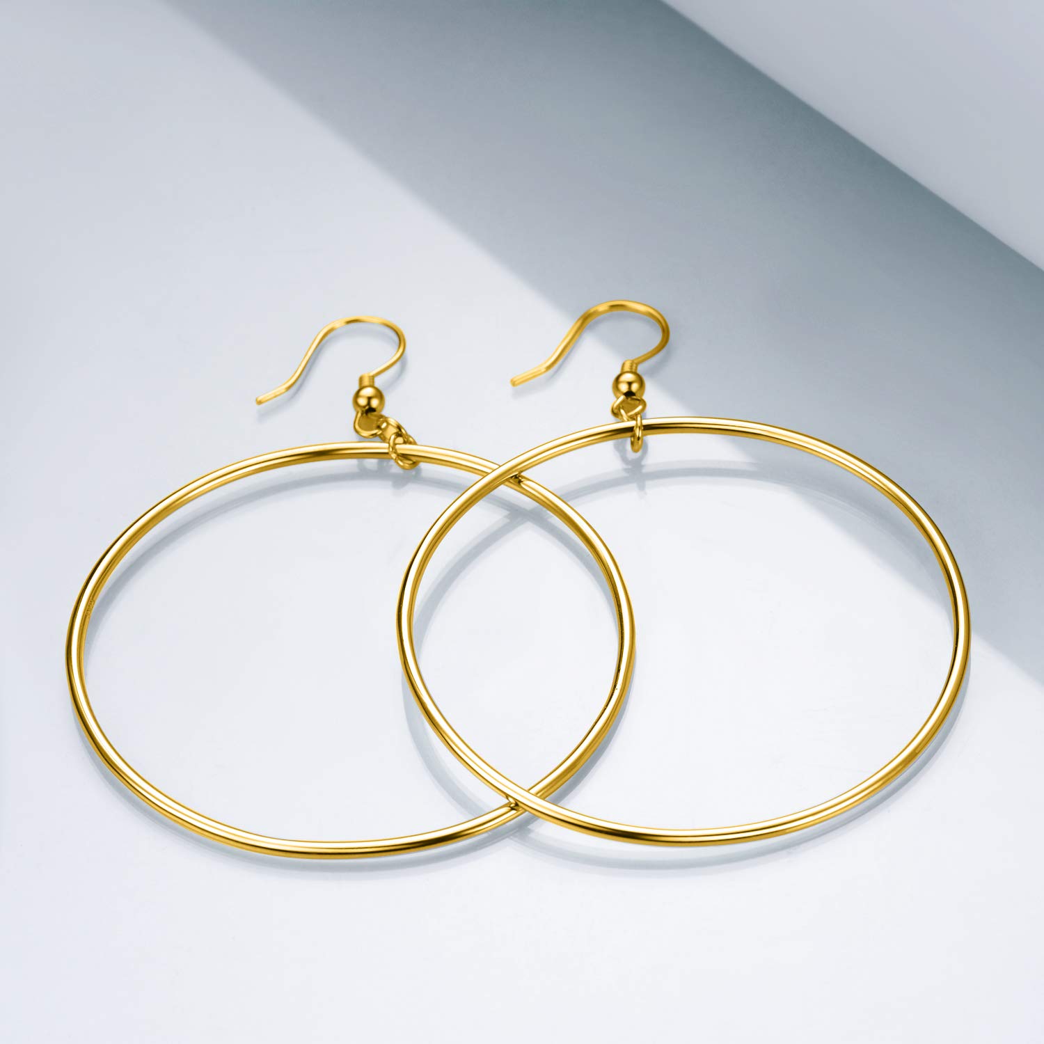 Sterling Silver/Rose Gold/Gold Plated Large Hoop Earrings for Women - 40mm/50mm/60mm Circle Dangle Drop Earrings - Perfect for Parties, Weddings & Everyday Wear