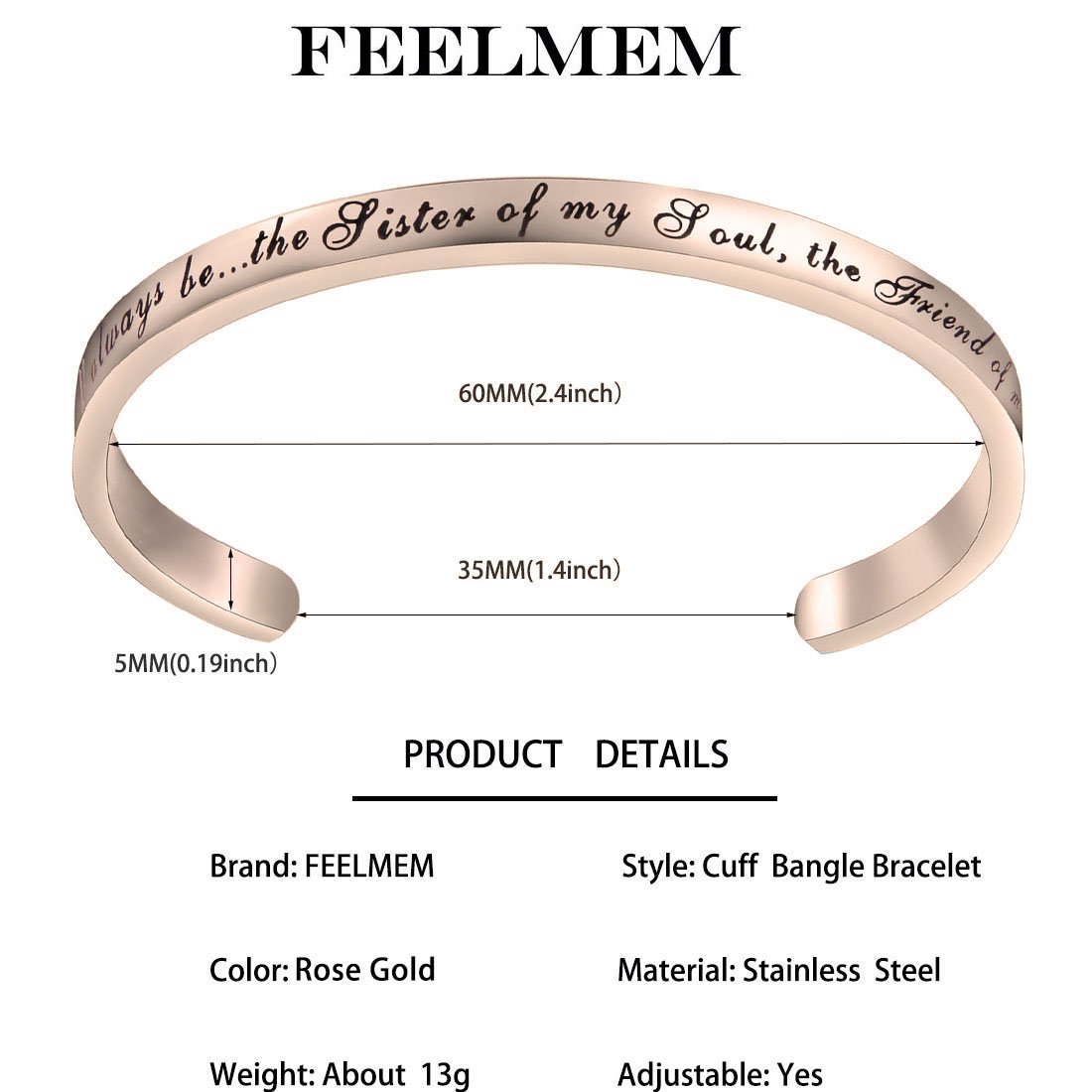 Best Friend Bracelet - Soul Sister Gift, Heart Cuff Bangle Jewelry for Women | Meaningful Friendship Gifts for Sister, BFF & Loved Ones | Perfect for Birthdays, Anniversaries & Special Occasions