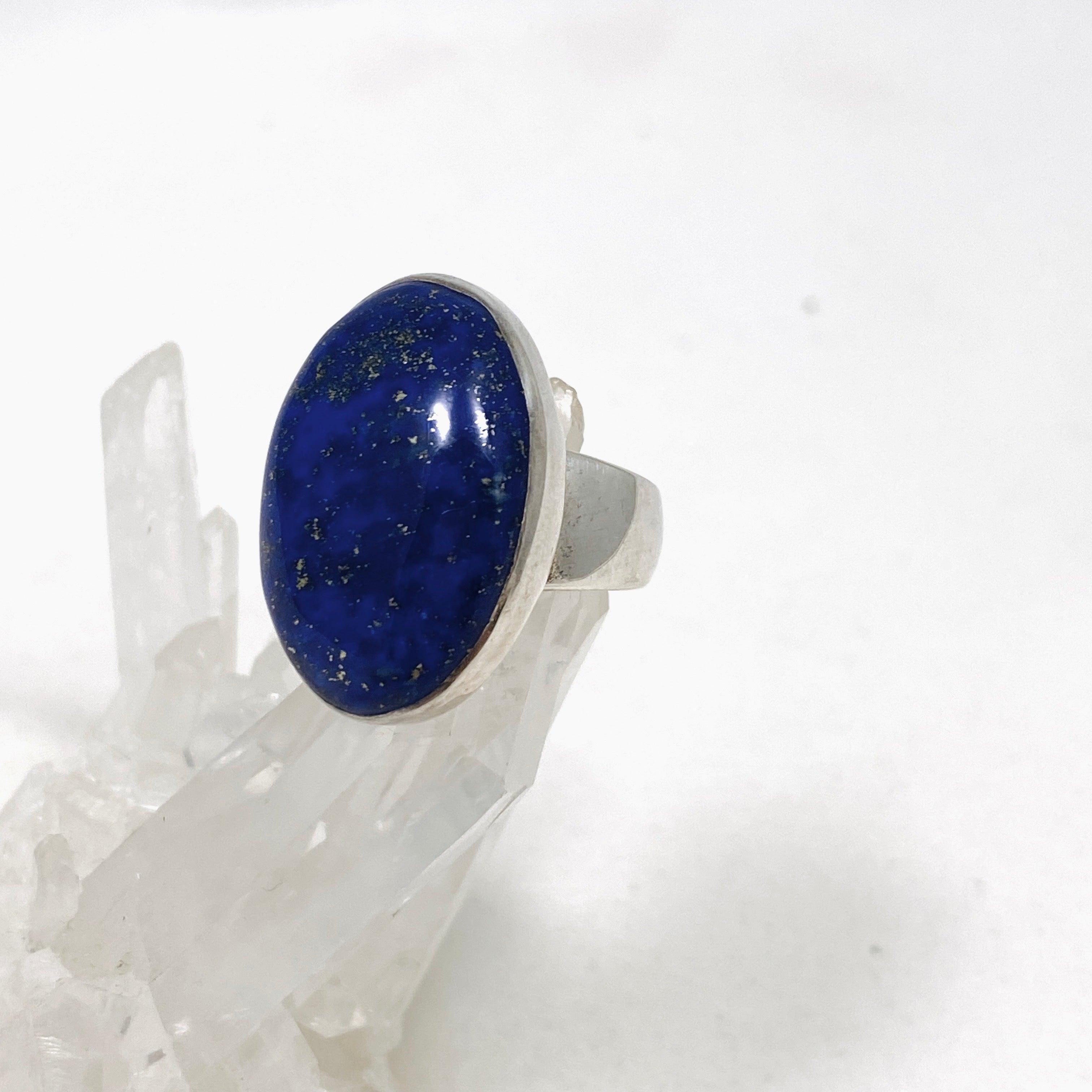 Lapis Lazuli Oval Ring Size 7 - Genuine Natural Stone Jewelry for Women | KRGJ2049 | Perfect for Meditation, Spiritual Healing & Boho Fashion