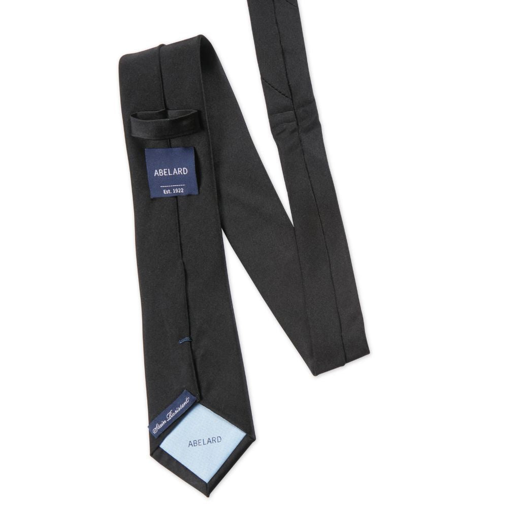 ABELARD 7.5cm Black Silk Satin Necktie for Men - Perfect for Weddings, Business Meetings & Formal Events