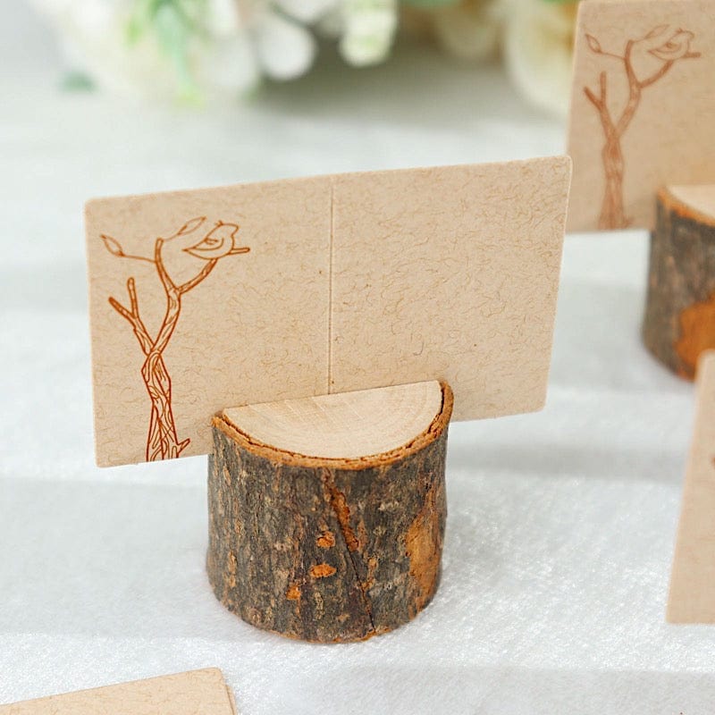 4 Natural Wood Table Sign Holders with Place Cards - Perfect for Weddings, Restaurants, and Events