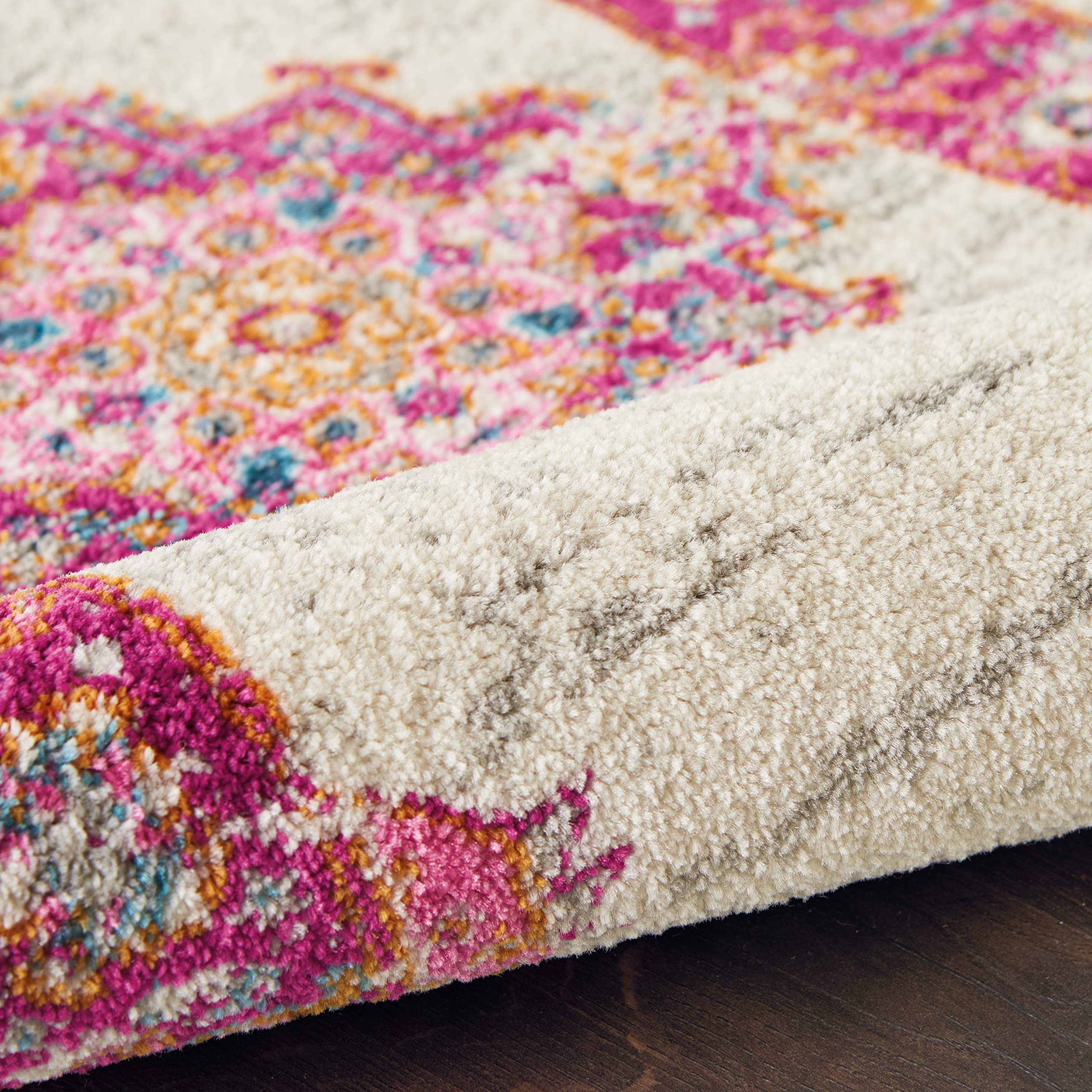 Nourison Passion Ivory/Fuchsia 12' x 15' Area Rug - Boho Traditional Design, Easy Cleaning, Non-Shedding - Perfect for Bedroom, Living Room & Hallway (12x15) | Cozy Home Decor & Floor Protection