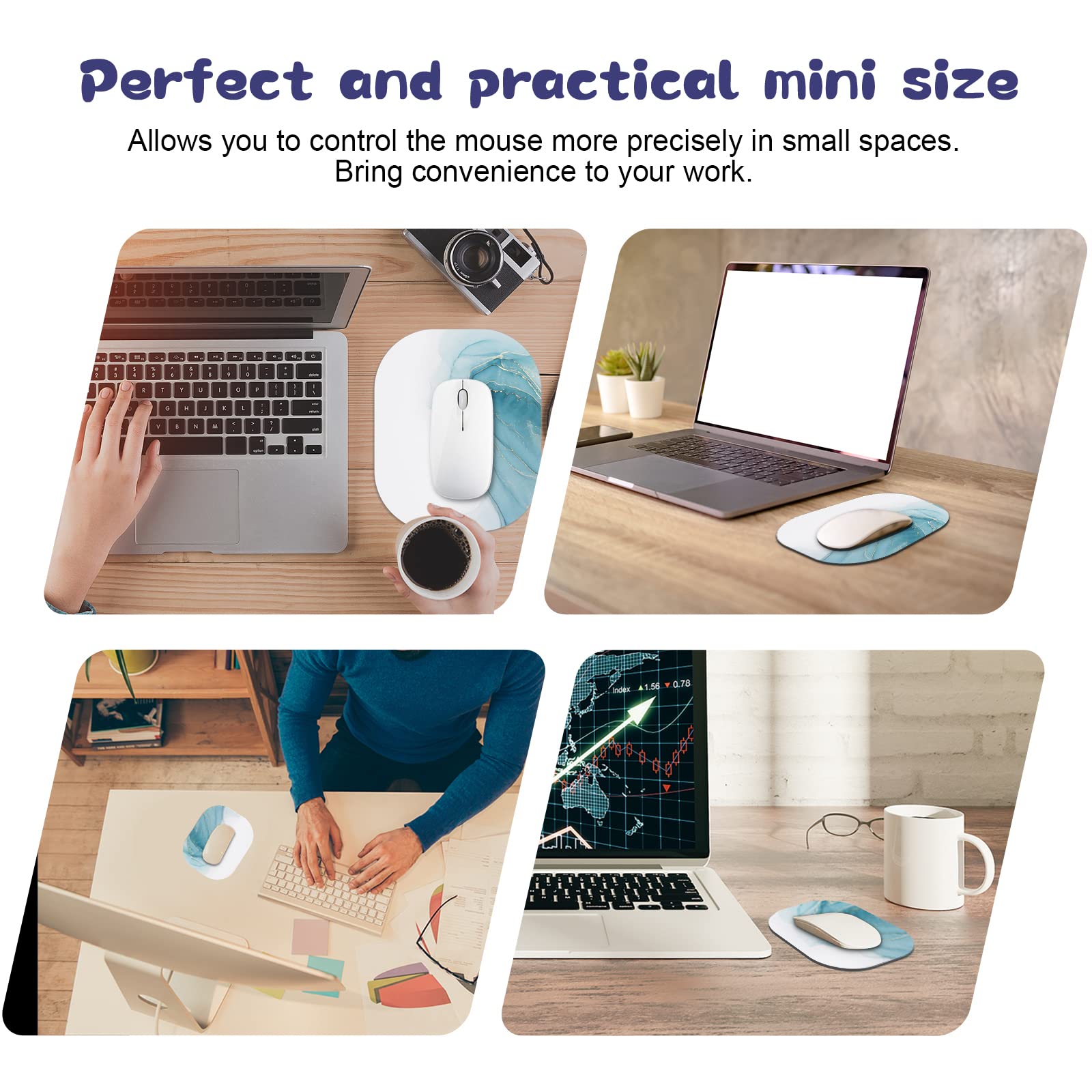 Premium Marble Mouse Pad 6x7 Inches - Non-Slip Mini Desk Mousepad for Laptop, PC & Home Office - Portable Gaming & Work Accessory (Perfect for Office, Gaming Setup & Travel)
