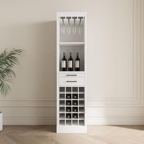 Wine Bar Cabinet With 32 Wine Rack-white