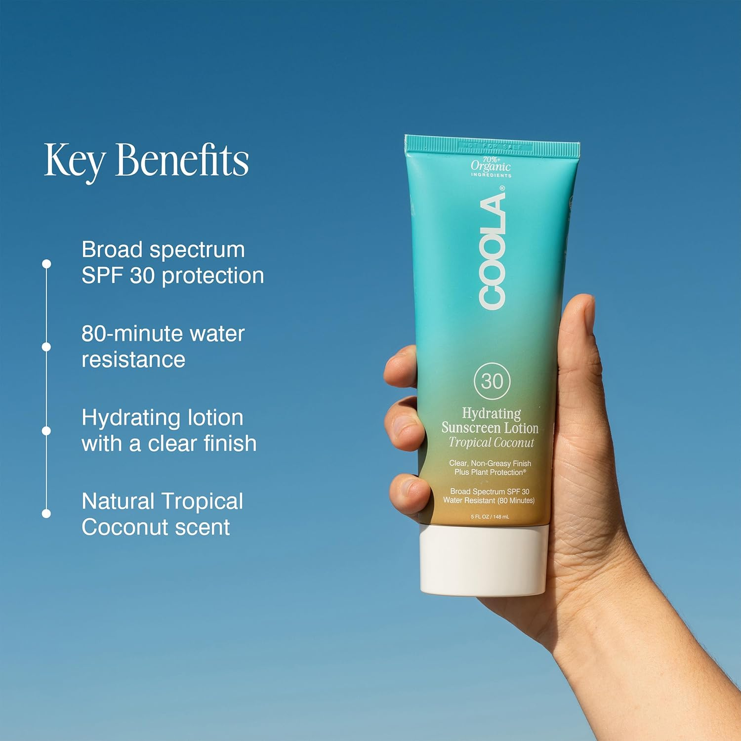 COOLA Classic Body Organic Sunscreen Lotion SPF 30 | Broad Spectrum UVA/UVB Protection | Water Resistant 80 Minutes | Reef Safe & Vegan | Perfect for Beach, Pool & Outdoor Activities