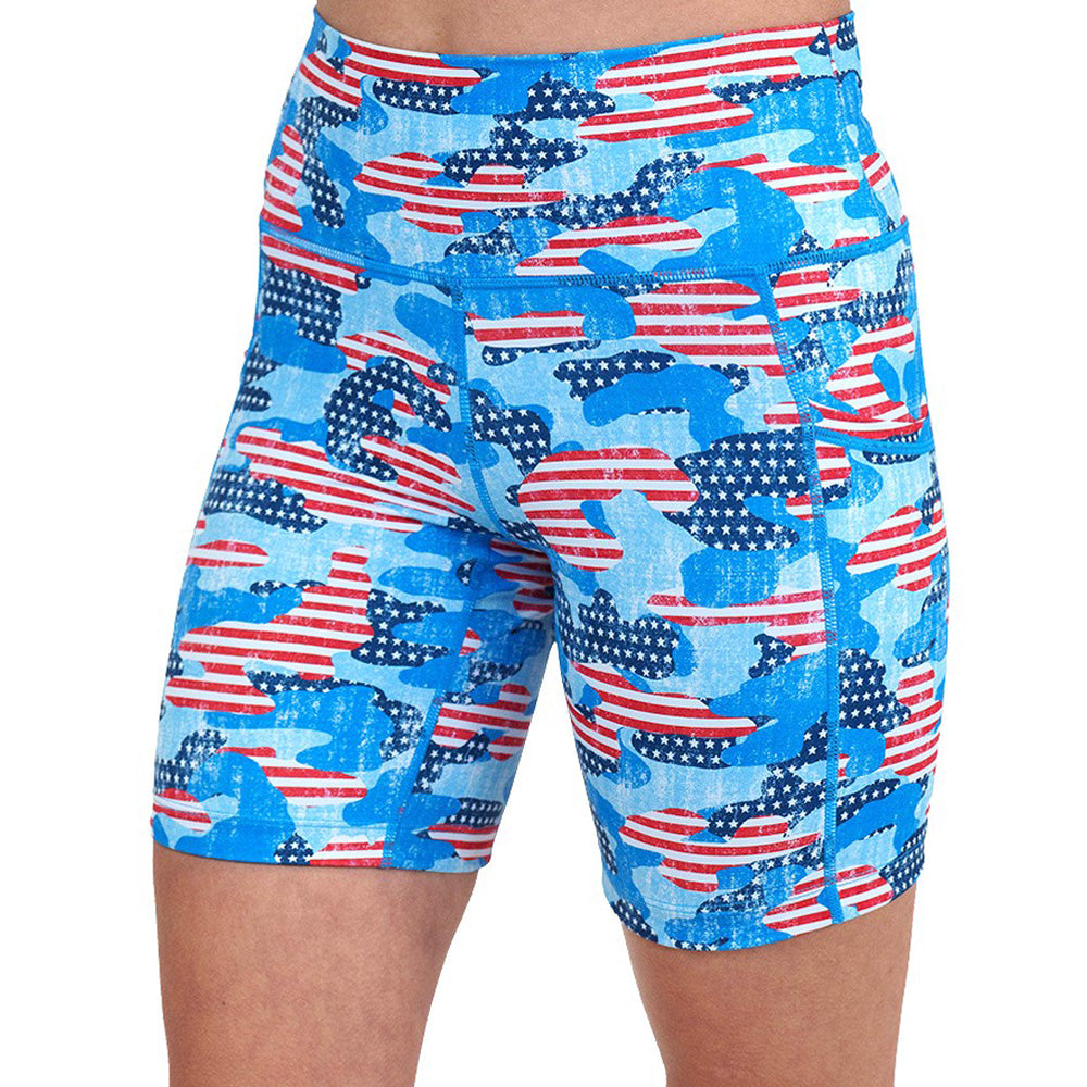 Camo Flag Print Shorts for Men - Comfortable & Stylish Outdoor Activewear | Perfect for Hiking, Gym, and Casual Wear