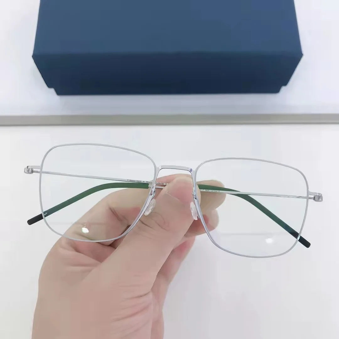 Aimee Unisex Full Rim Square Screwless Titanium Eyeglasses 45506 - Lightweight Durable Frame for Work, Reading & Everyday Use