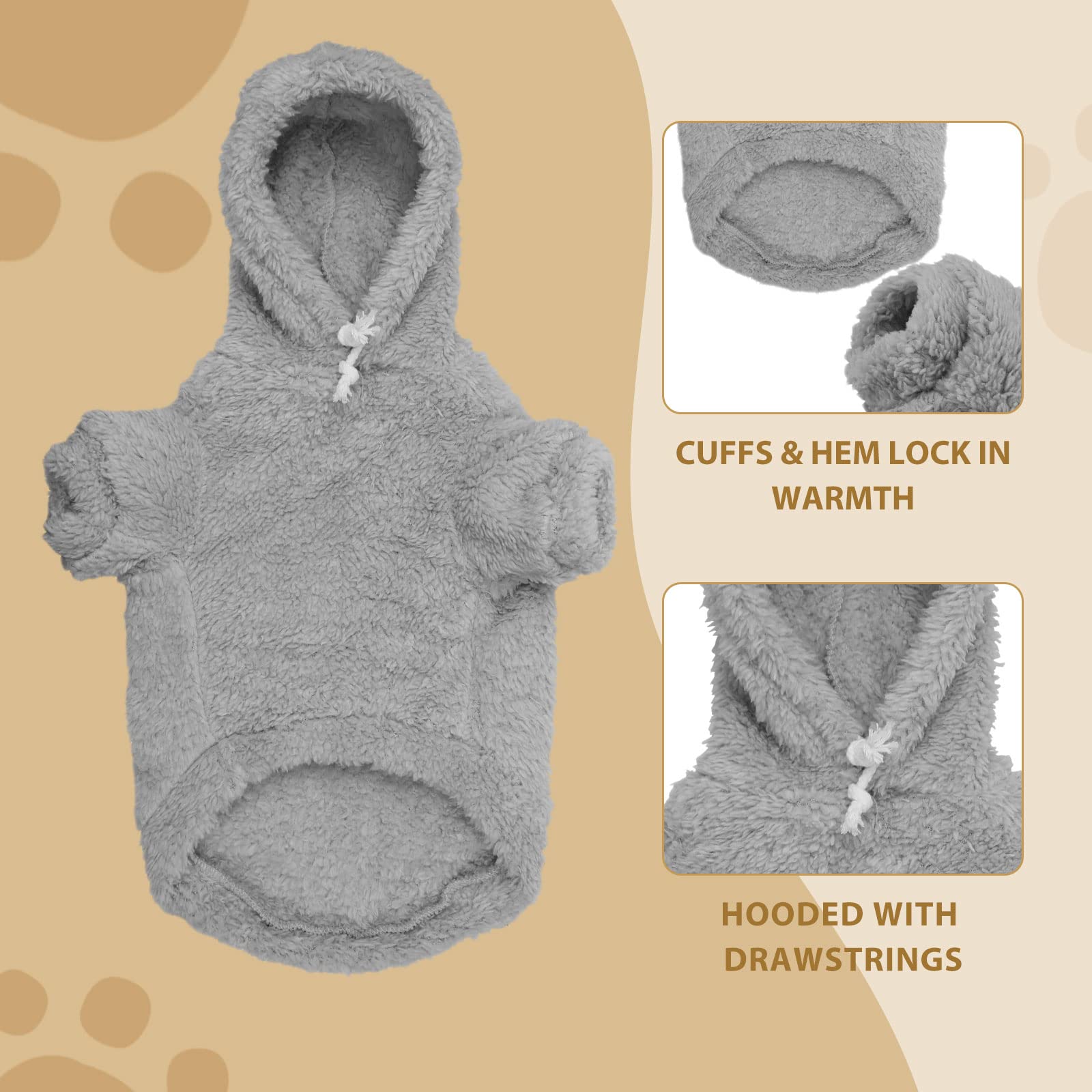 Warm Soft Cozy Fleece Hooded Dog Sweater for Large Dogs - Grey Size L | Perfect for Winter Walks & Indoor Comfort