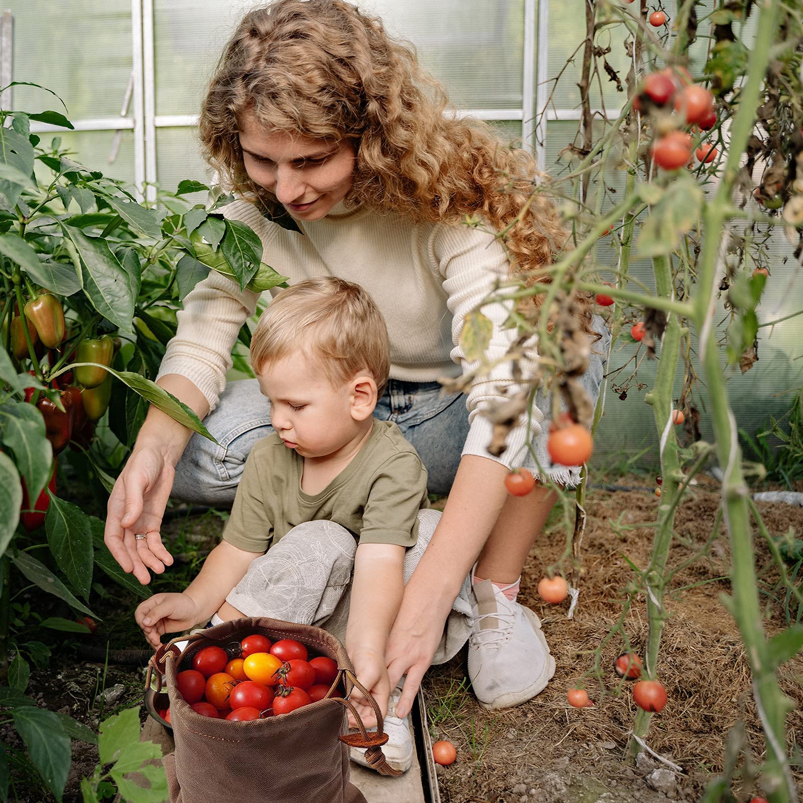 Durable Canvas Fruit Picking Bag - Multi-Purpose Outdoor Storage Pouch for Harvesting, Shell Collecting & Accessories (Brown) - Perfect for Gardening, Beachcombing & Camping Trips