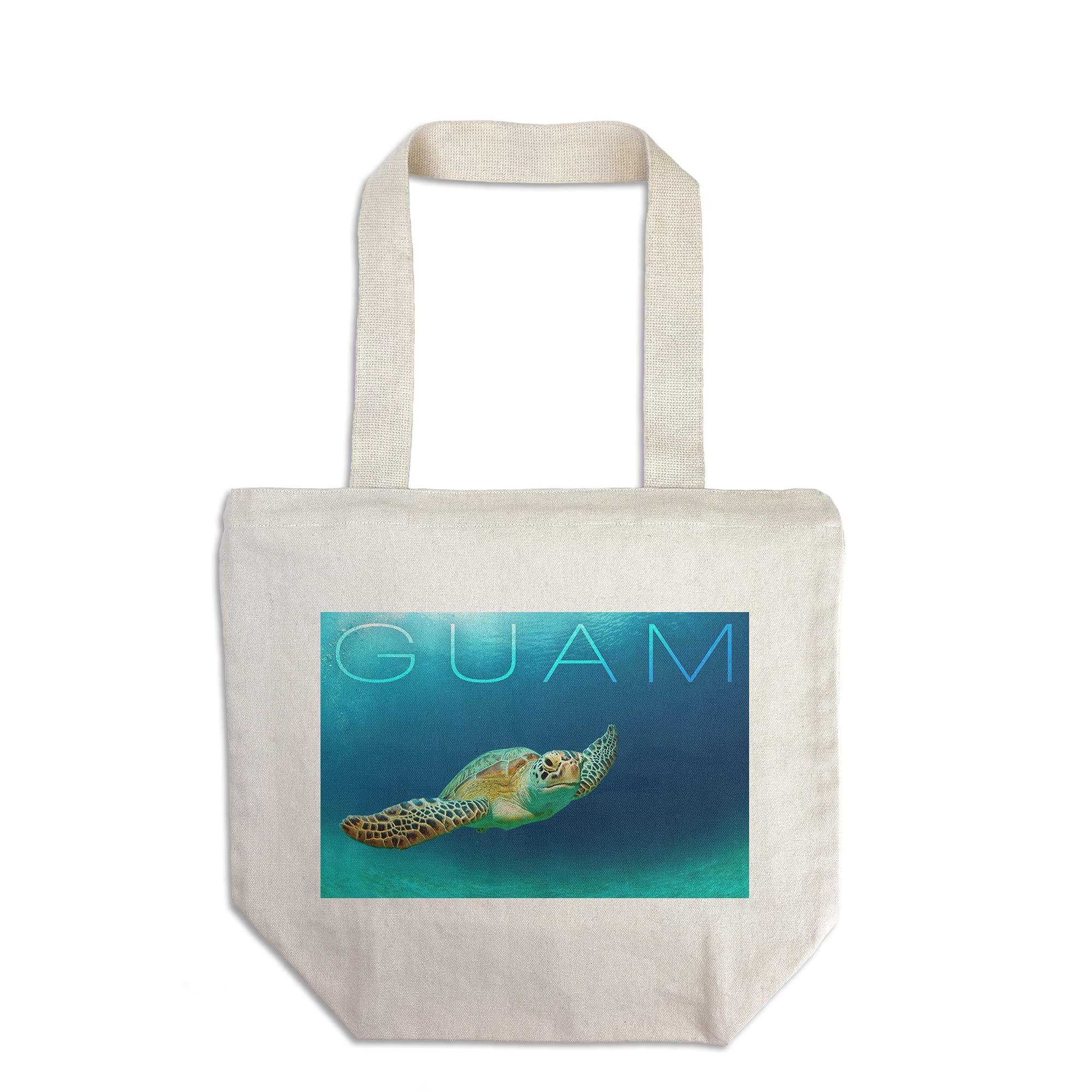Lantern Press Guam Sea Turtle Swimming - 100% Cotton Canvas Reusable Tote Bag for Grocery Shopping & Beach Trips