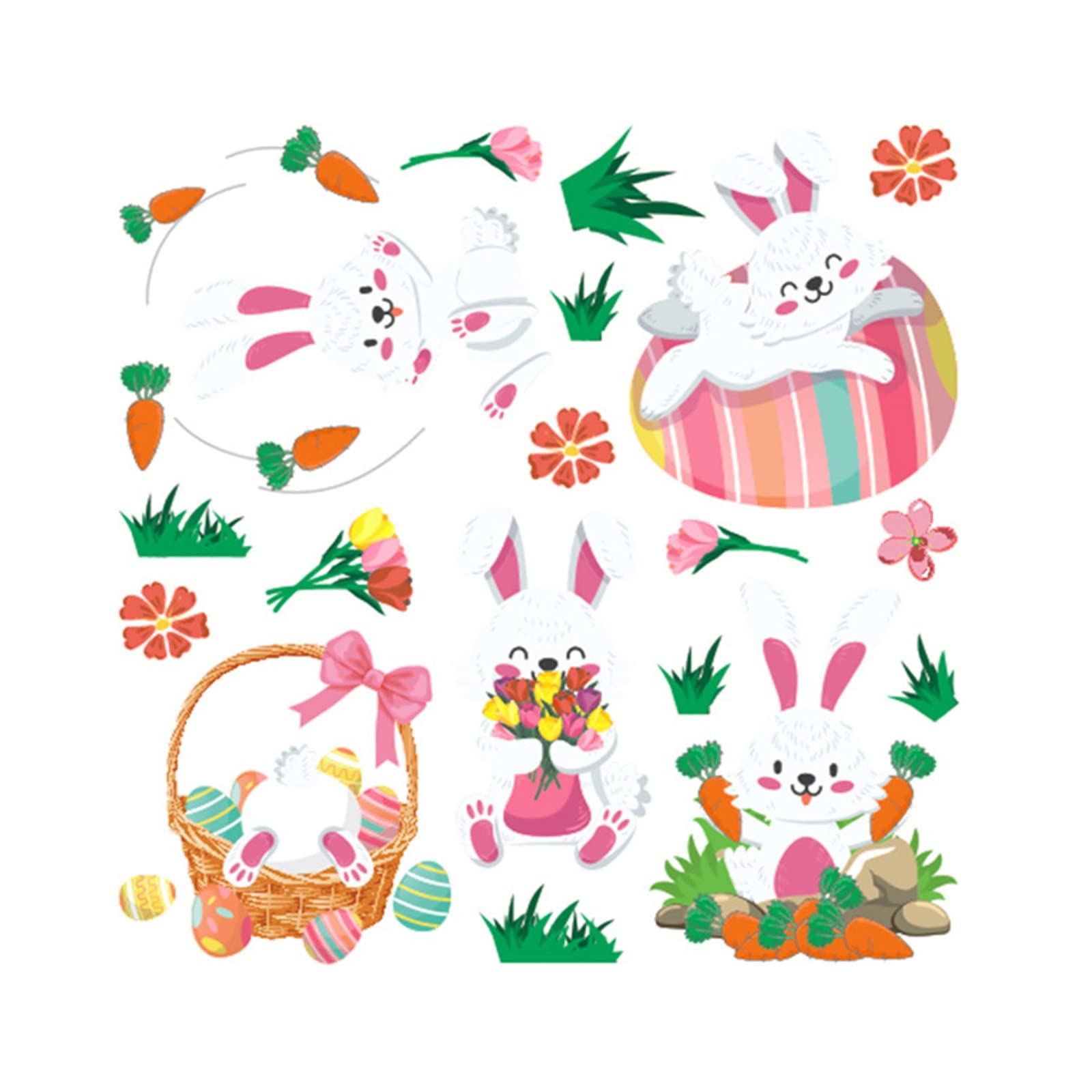 Celendi Inspirational Faceless Dwarf & Easter Rabbit Window Wall Stickers - Decorative Glass Cling Art for Home, Office, Nursery Decor | Perfect for Easter, Spring & Holiday Decorations