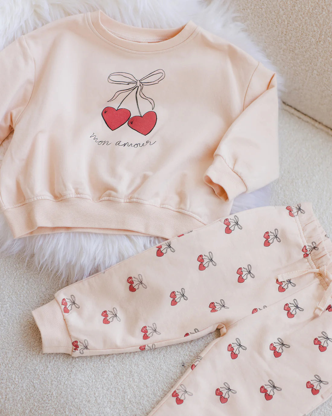 Rylee & Cru Relaxed Fleece Sweatpants for Women - Soft Mon Amour Print Joggers | Cozy Loungewear & Casual Outfit for Home, Yoga & Weekend Wear