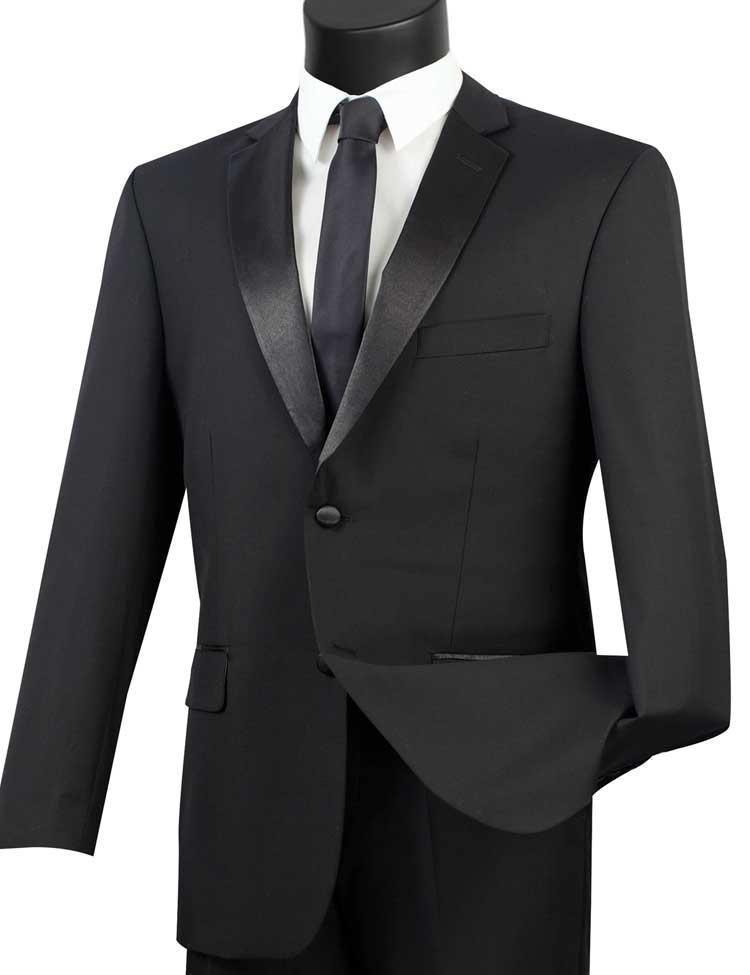 Black 2 Piece Tuxedo Suit for Men - Classic Regular Fit Formal Wear - Perfect for Weddings, Prom & Evening Events