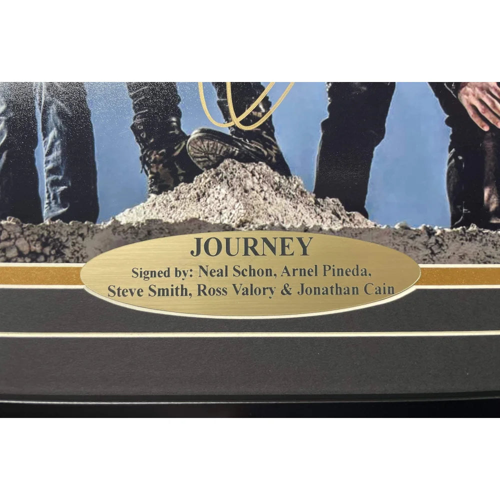 Journey Band Signed 11x14 Photo Framed with JSA COA - Neal Schon, Jonathan Cain & Ross Valory Autograph - Perfect for Music Memorabilia Collection & Rock Fan Gift