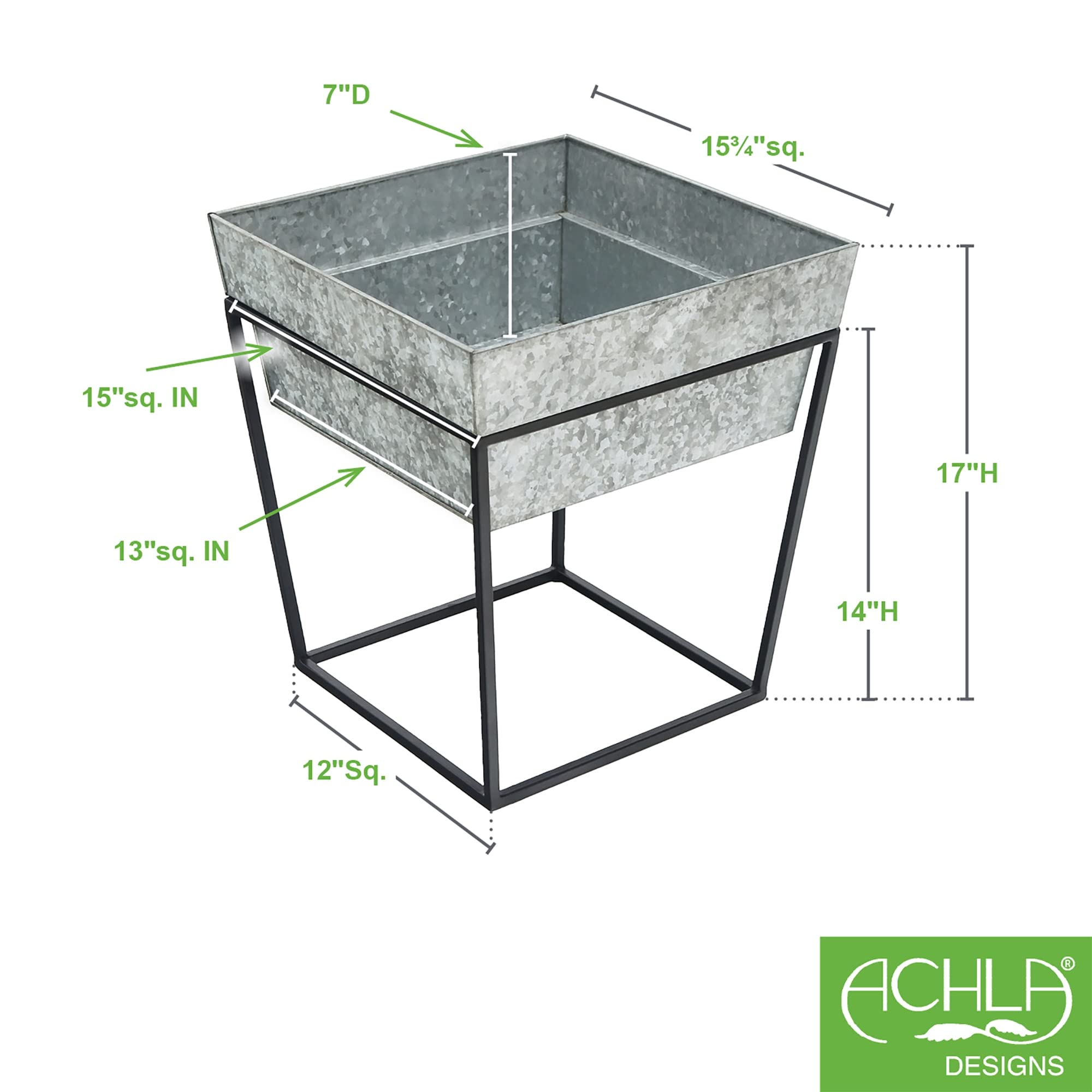 Arne Plant Stand - 14 Inch Height with Deep Galvanized Tray for Indoor/Outdoor Plants | Perfect for Home Decor, Garden, Patio & Balcony