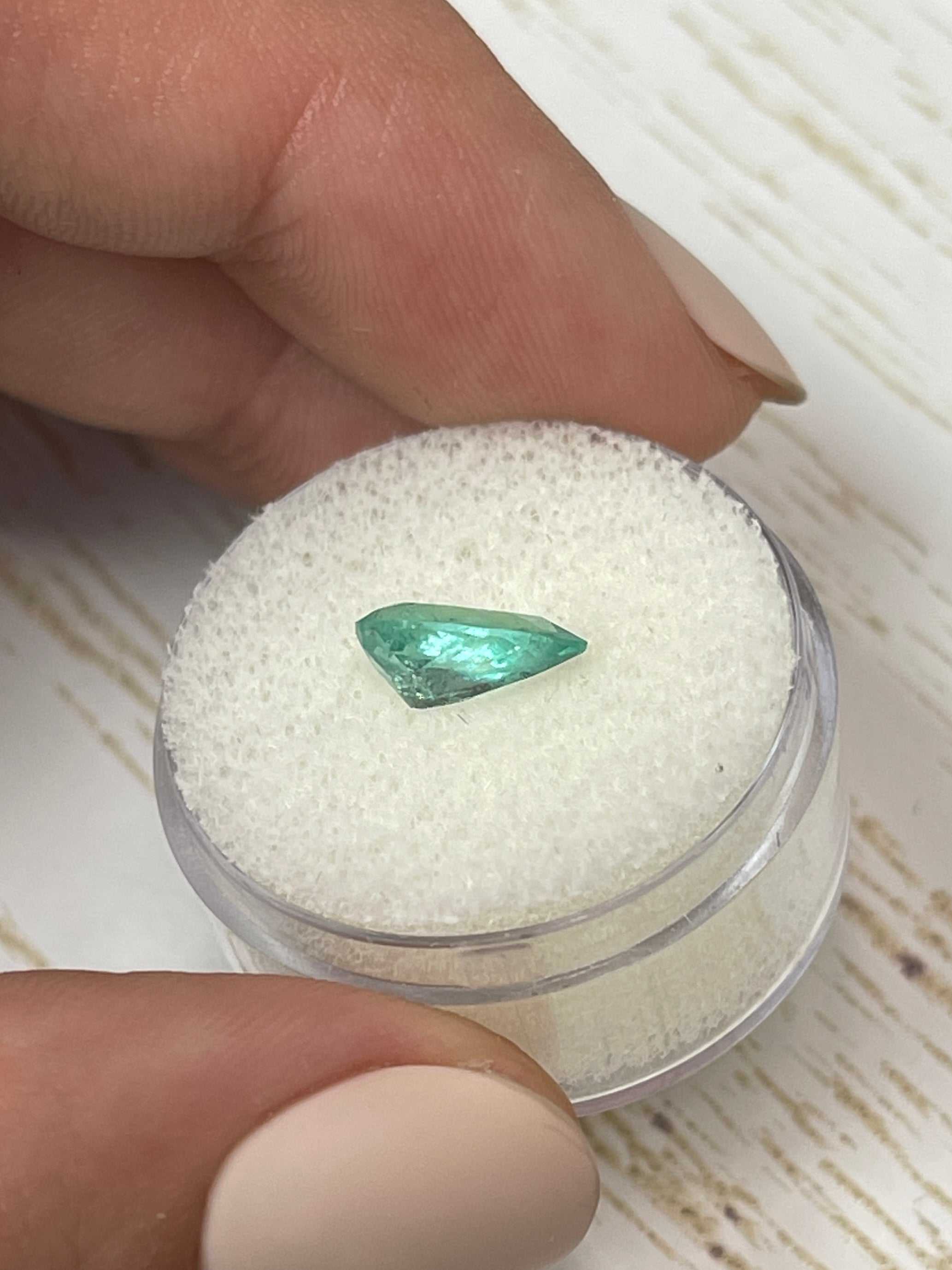 1.36 Carat Light Bluish Green Natural Loose Colombian Emerald Pear Cut Gemstone for Jewelry Making & Engagement Rings | Premium Loose Emerald for Collectors & Designers