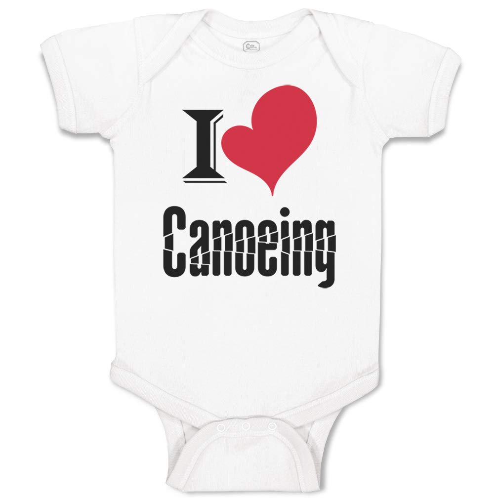 Custom Personalized Baby Bodysuit - I Love Canoeing Cotton Onesie for Boys & Girls - Funny Newborn Clothes with White Design - Perfect for Outdoor Adventures & Family Canoe Trips