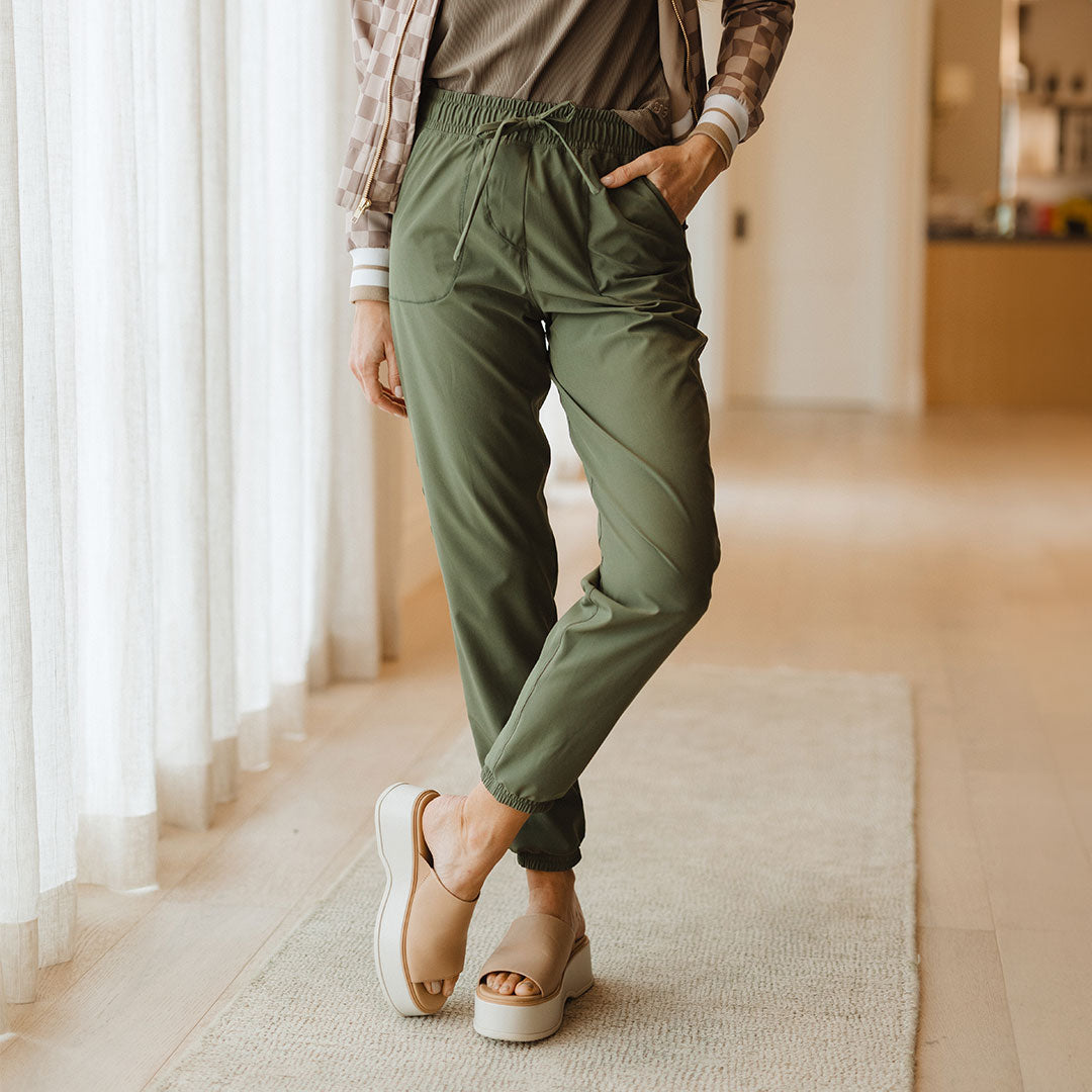 Everywhere Joggers for Women - Comfortable Sage Green Lounge Pants for Yoga, Running & Casual Wear
