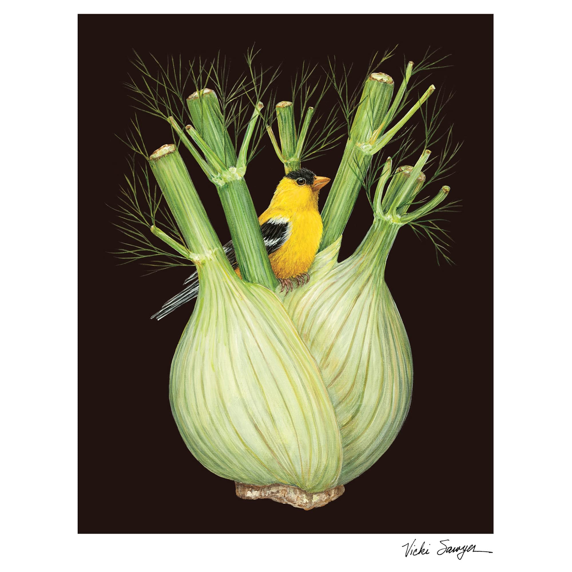 Hester & Cook Vicki Sawyer Animal Wall Art Print - Unframed Home Decor for Living Room, Bedroom, Nursery & Office - Finch Bird Illustration - Perfect for Farmhouse, Boho & Kids Room Decor