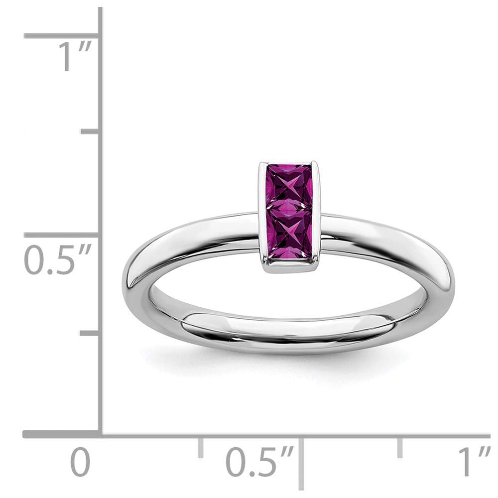 Black Sterling Silver Rhodolite Garnet Stackable Ring for Women