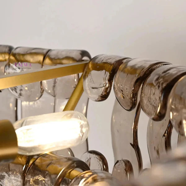 Modern Glass Flushmount Ceiling Light - Sleek Crystal Chandelier for Living Room, Bedroom & Dining Room - Elegant Home Lighting Fixture