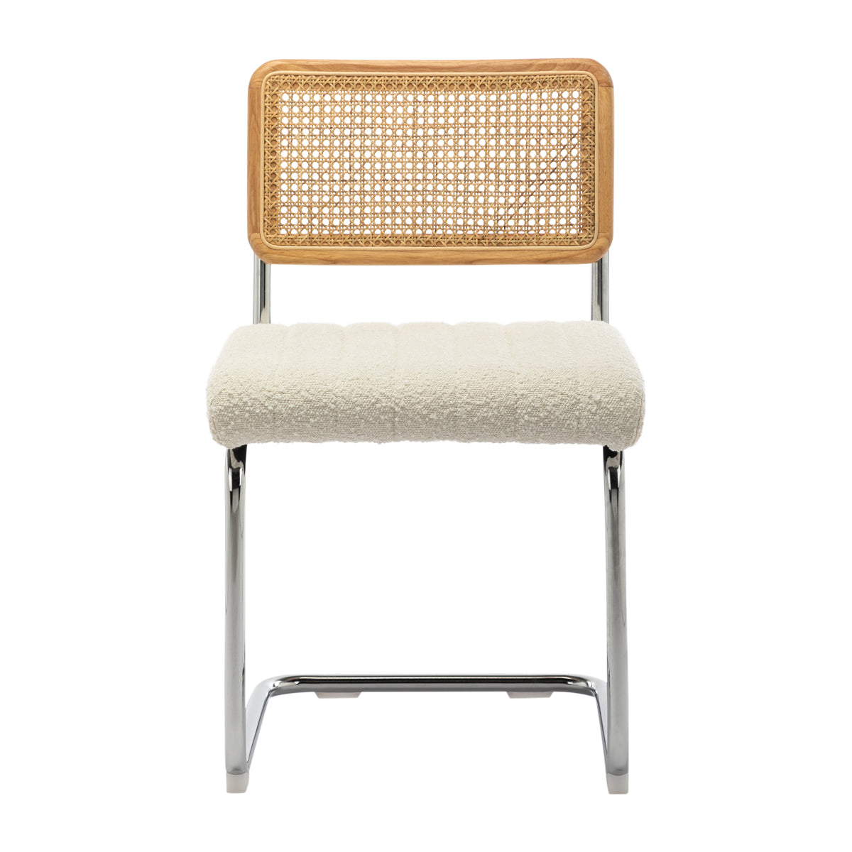 Blake Rattan Boucle Dining Chair - Modern Woven Rattan Accent Chair for Kitchen, Dining Room, or Breakfast Nook - Comfortable & Stylish Seating for Home Decor