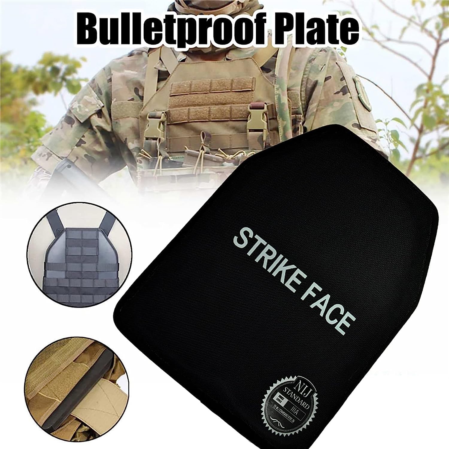 Curved Weight Vest Plates 2pcs - Level IIIA SAPI Plates 10x12 Inches - 7.5LB Black Tactical Insert Plates for Weight Vest Carriers & Body Armor - Perfect for CrossFit, Military Training & Fitness Workouts