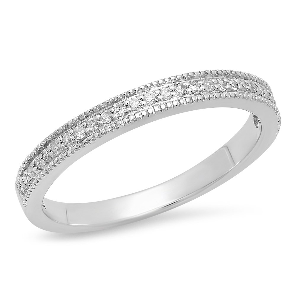 0.15 Cttw 10K Solid Gold Round Diamond Women's Anniversary Wedding Band Stackable Ring - Perfect for Bridal Jewelry, Engagement Gift & Everyday Elegance