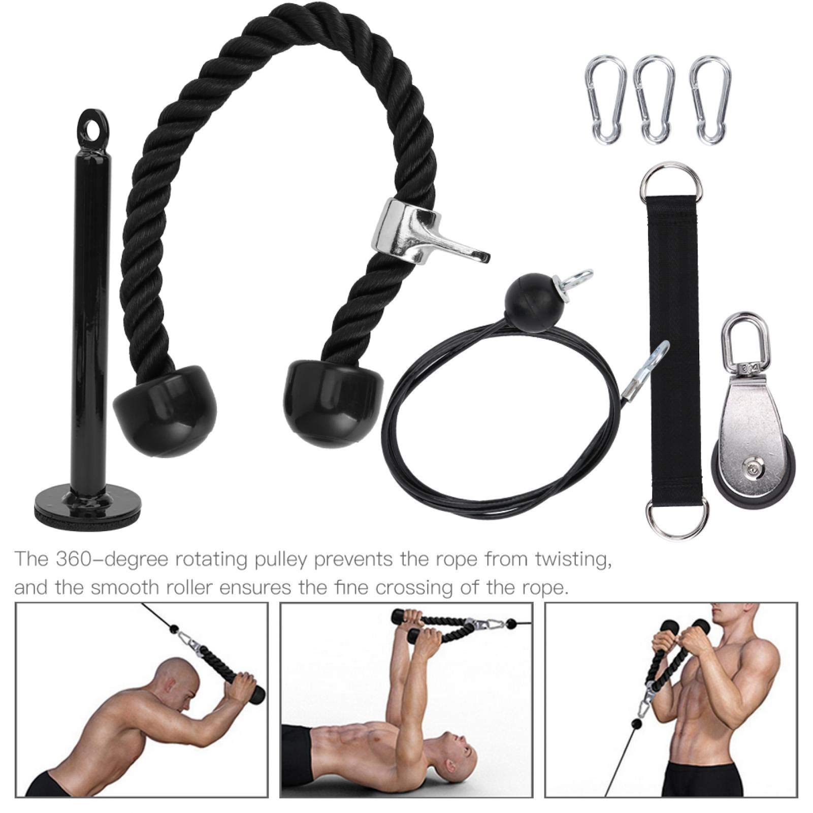 EVTSCAN 8-Piece Portable Fitness Equipment Set - DIY Pulley Rope System for Arm Strength Training, Triceps Workout & Home Gym Accessories | Perfect for Home Workouts, Garage Gym & Full-Body Training