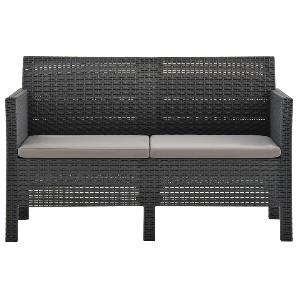 vidaXL 2-Piece Patio Lounge Set - Outdoor Sectional Sofa with Cushions, Retro Style PP Rattan Loveseat - Perfect for Backyard, Garden & Poolside Relaxation