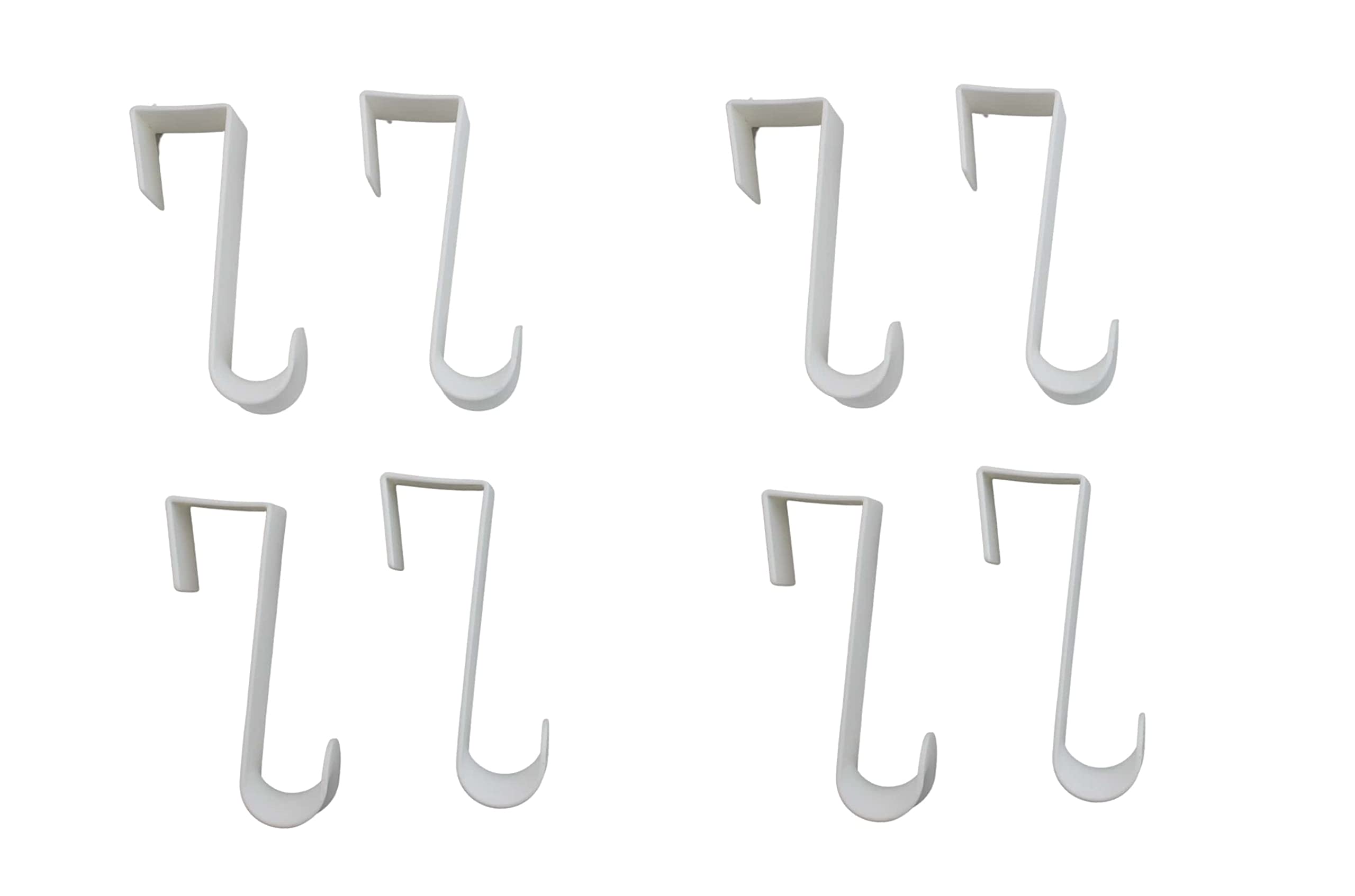 Dependable Industries Essentials Over-The-Door Hanger Hook Set - 8 Pack White Plastic Hooks for Clothes, Towels & Robes - Space Saving Door Organizer for Bedroom, Bathroom & Closet Storage