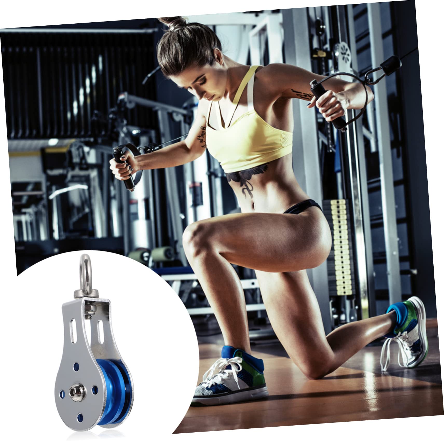 Kisangel 3-Piece Pulley System for Tricep Rope Attachment - Heavy Duty Fitness Cable Machine Accessories for Home Gym & Cross Training Workouts - Perfect for Strength Training, Muscle Building & Body Toning