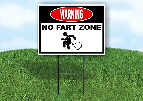 No Fart Zone Double-Sided Yard Sign with Stand - Funny Outdoor Warning