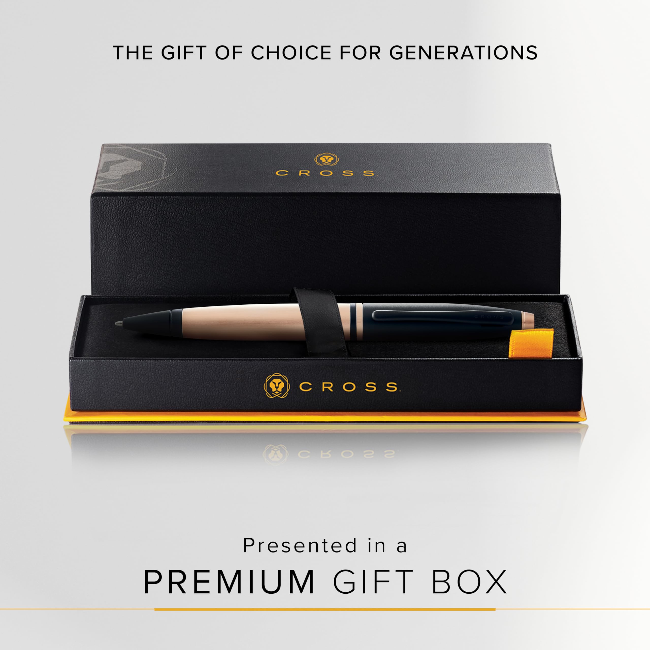 Luxury Cross Calais Brushed Rose Gold Plated Ballpoint Pen with Black Lacquer Finish - Elegant Writing Instrument for Office, Business Gifts & Special Occasions