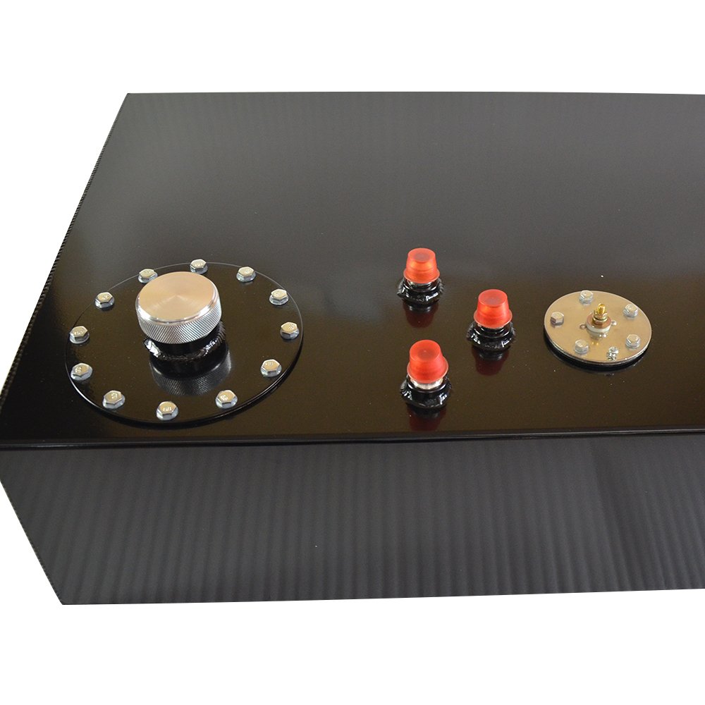 Autoforever 17 Gallon (65L) Universal Aluminum Racing Fuel Cell - Polished Top Feed Gas Tank with Level Sensor & Quick Release Cap (Black) - Perfect for Street Racing, Drifting & Performance Vehicles