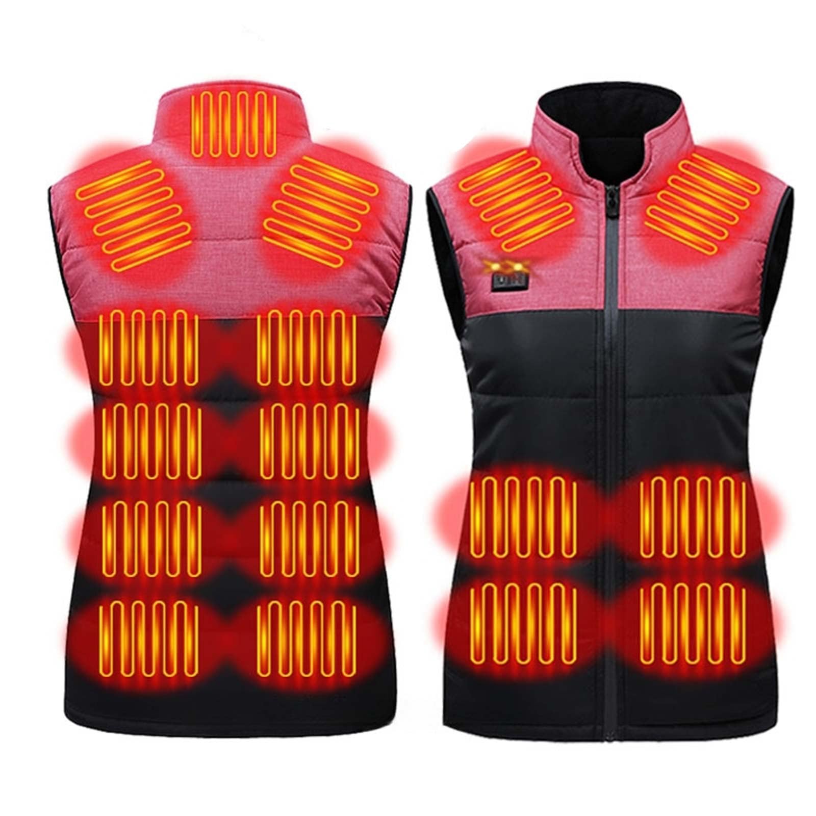 FunAloe Women's Heated Vest - Winter Electric Gilet with Stand-Up Collar, 17-Zone Heating, Dual Control | Sleeveless Thermal Jacket for Women & Men | Perfect for Outdoor Activities, Work, Hiking & Cold Weather