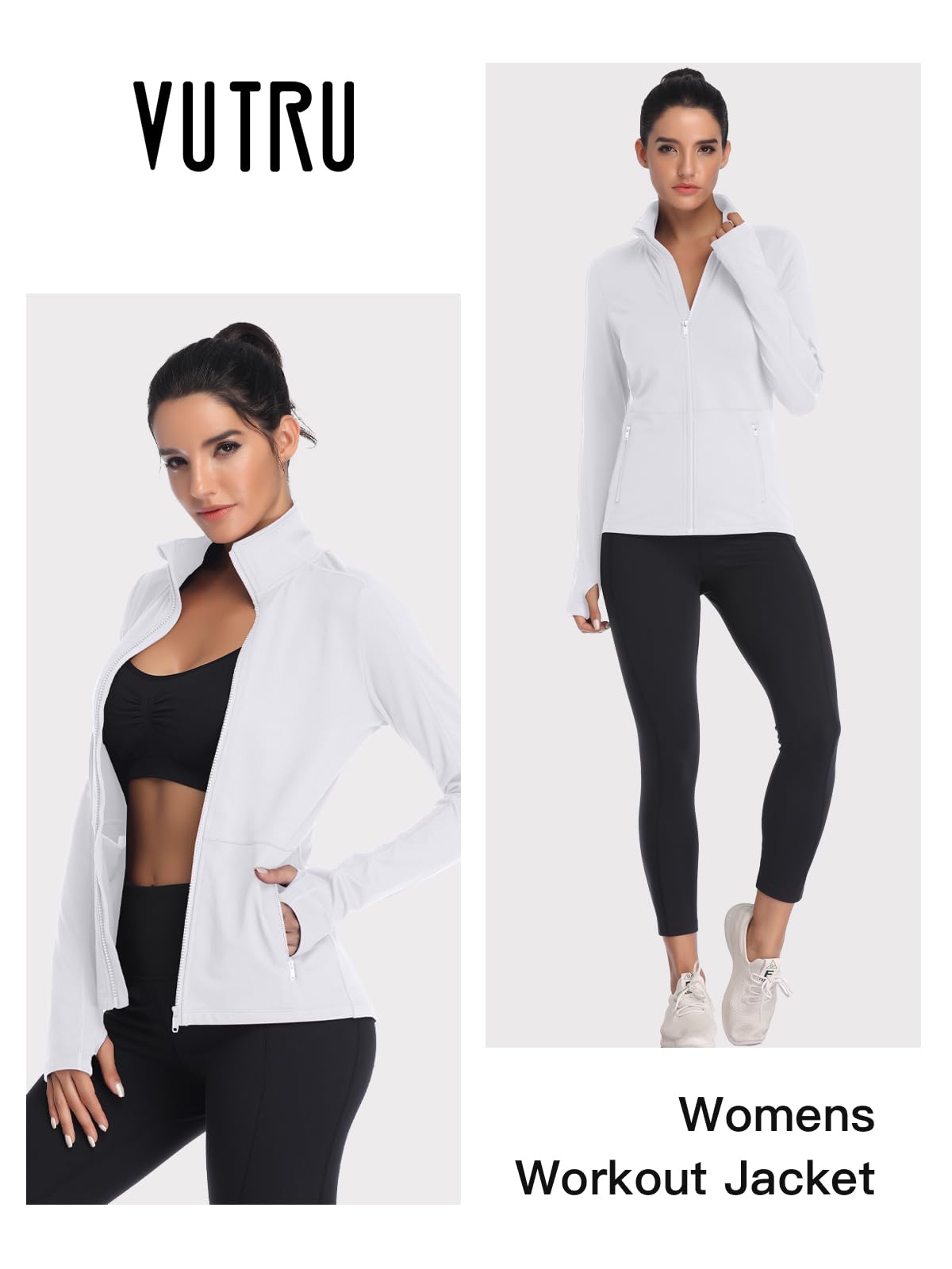 VUTRU Women's Full Zip Fleece Workout Jacket - Lightweight Yoga Running Track Athletic Jacket for Gym, Outdoor & Casual Wear