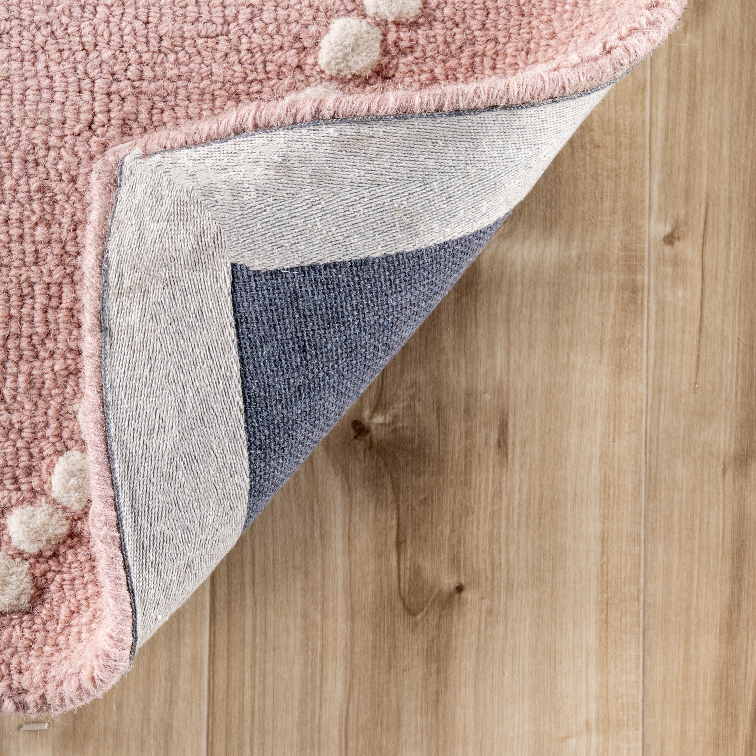 nuLOOM Hand Tufted Elvia Round Area Rug 6 Feet, Soft Baby Pink - Perfect for Nursery, Bedroom & Boho Chic Home Decor