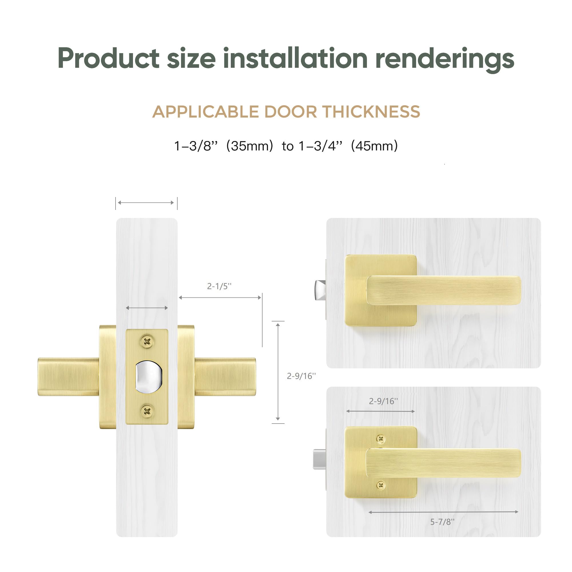 3 Pack Gold Door Handles - Heavy Duty Passage Door Levers for Hallway, Closet & Interior Doors - Modern Left/Right Handed Door Hardware - Perfect for Bedrooms, Bathrooms & Office Spaces