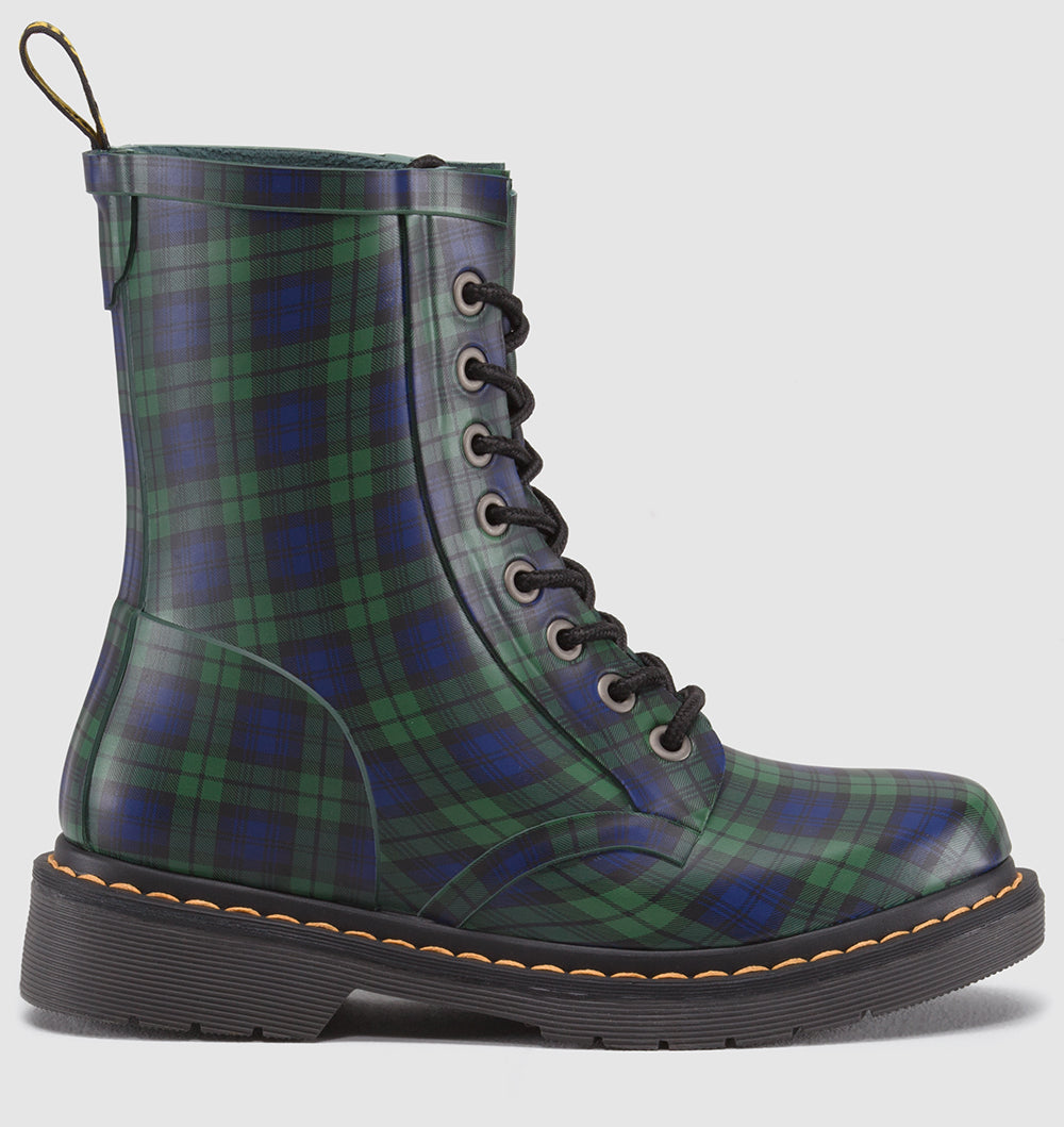 Drench Black Tartan Rubber Boots - Waterproof Rain Boots for Women & Men, Fashionable & Comfortable for Outdoor, Gardening, Hiking & Festivals