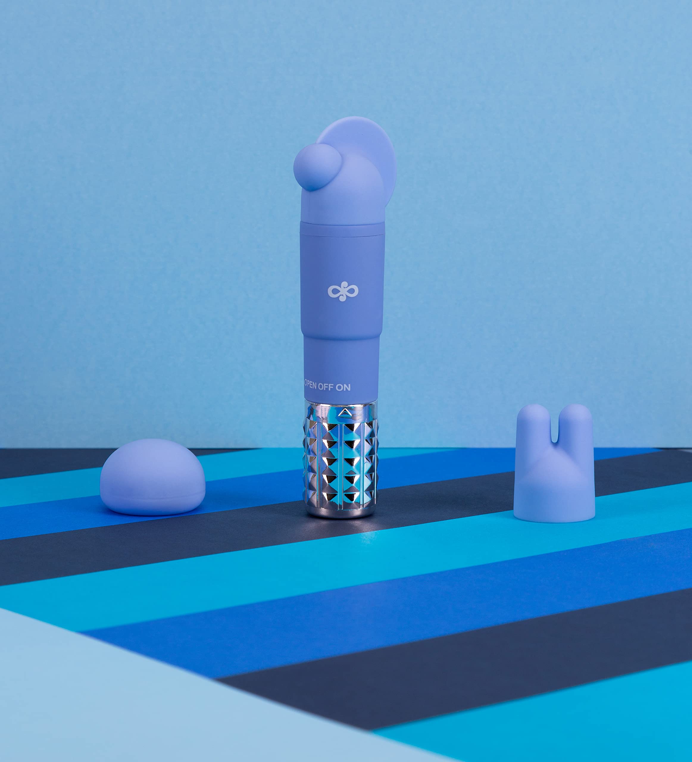 Eden Adult Sex Toys - Powerful Rechargeable Vibrating Wand for Women - 3 Silicone Attachments for Clitoral, G-Spot & Nipple Stimulation - Compact Handheld Massager for Stress Relief & Sensual Pleasure - Perfect for Solo Play & Couples Intimacy - Periwinkle Blue