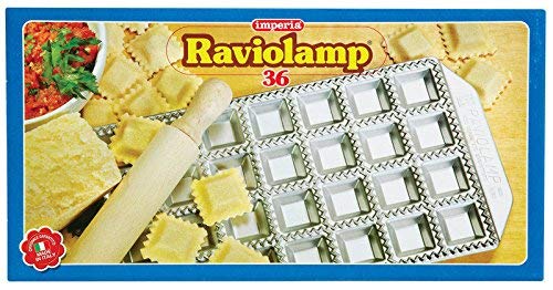 Matfer Bourgeat Stainless Steel Ravioli Maker with Wooden Rolling Pin - Perfect for Homemade Pasta, Dumplings & Italian Cuisine