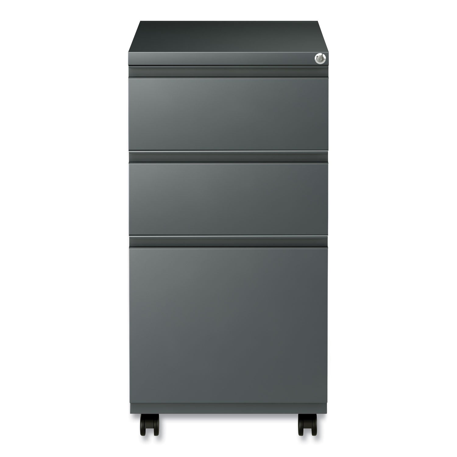 Alera® 3-Drawer File Pedestal with Full-Length Pull - Left or Right Opening - Legal/Letter Size - Charcoal Finish - 14.96