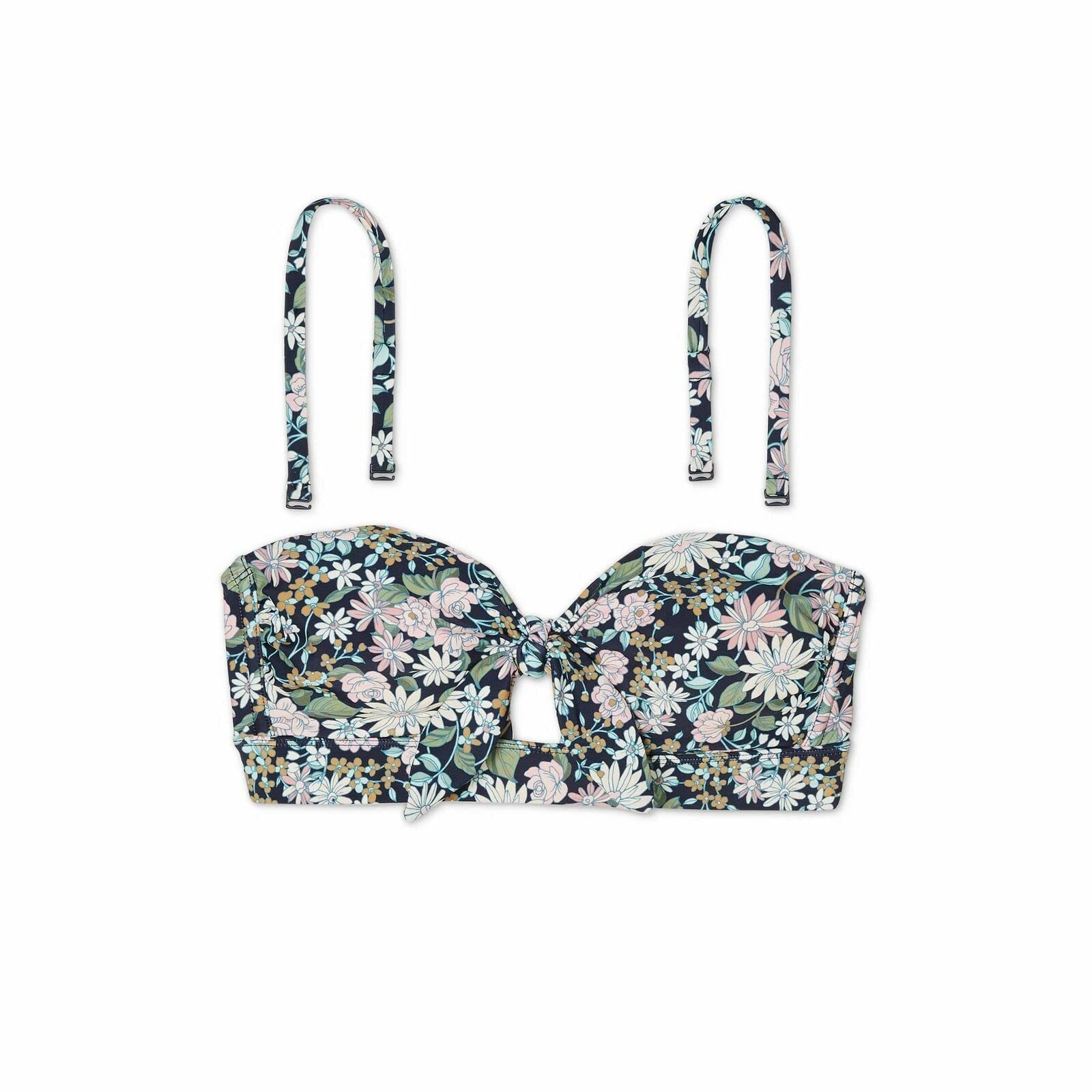 Kona Sol Women's Sweet Meadows Ditsy Floral Print Bandeau Bikini Top - Swimwear for Beach, Pool & Summer Vacation