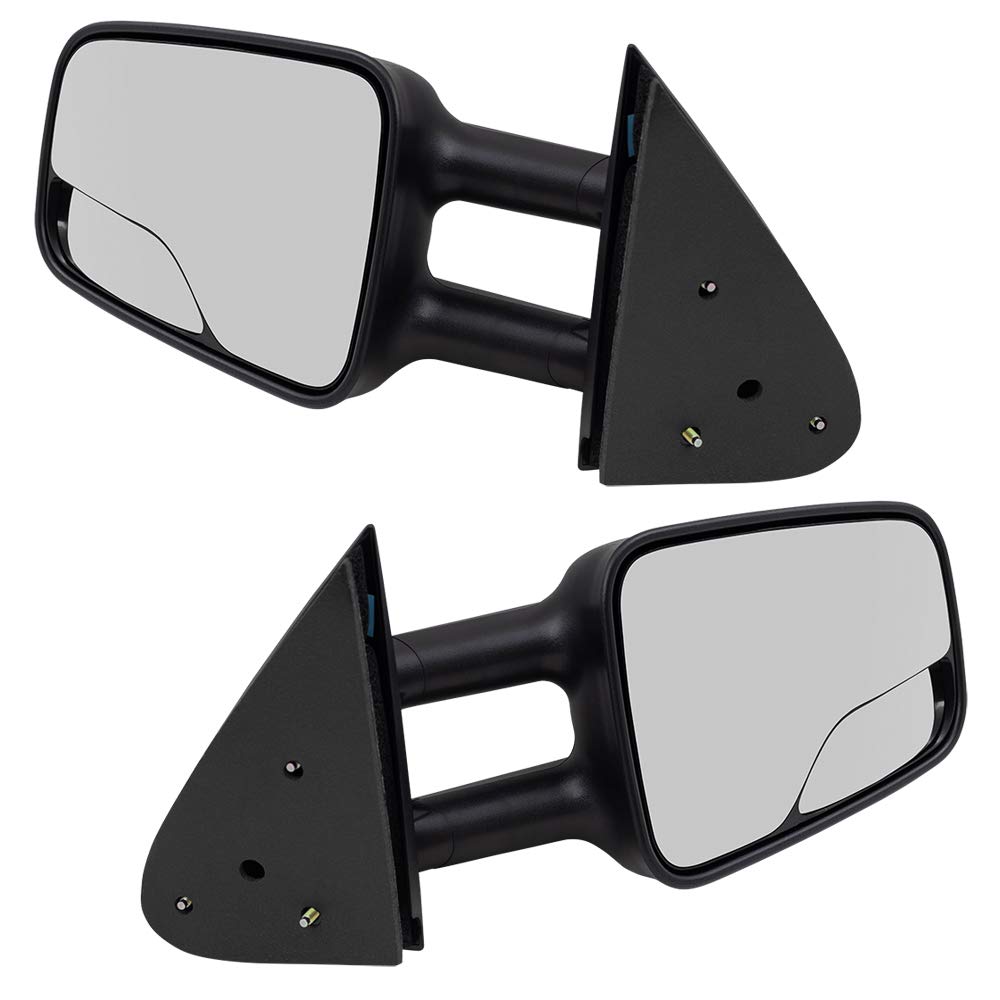 Brock Replacement Manual Telescopic Tow Mirrors with Spotter Glass for 1999-2007 Chevy Silverado & GMC Sierra - Driver & Passenger Side Set - Perfect for Towing, Hauling & Improved Rear Visibility