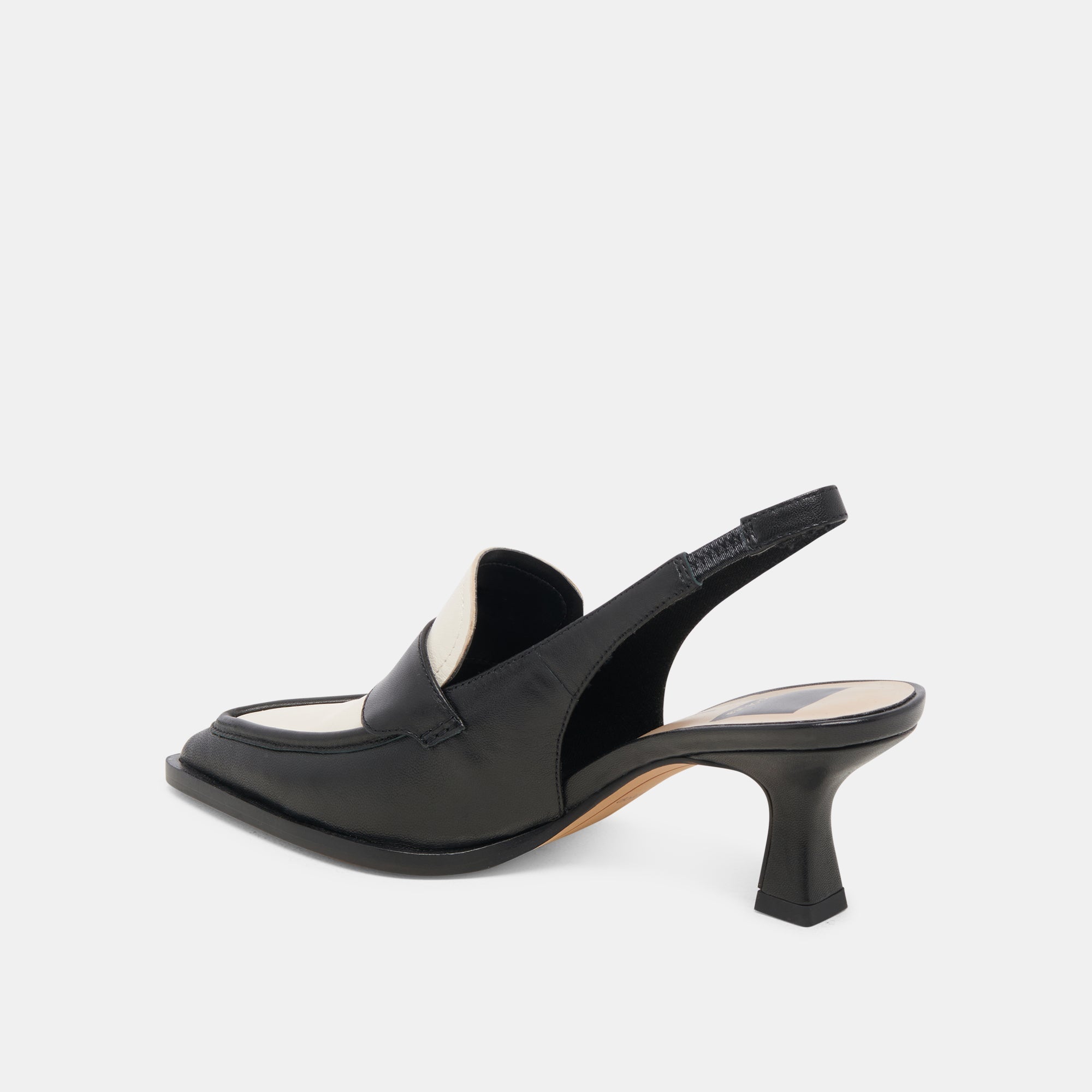 ADELE Women's Black & White Leather Heels - Stylish High Heel Pumps for Work, Party & Evening Wear | Comfortable Dress Shoes for Women